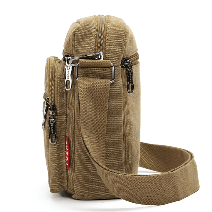 Men Casual Retro Canvas Shoulderbags Multi Pocket Crossbody Bags - MRSLM