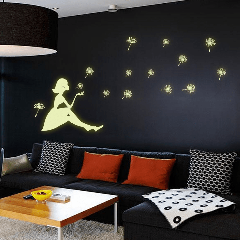 Dandelion Girl Stars Fluorescent Luminous Paste Stickers Night Light Living Room Decor Wall Sticker - MRSLM