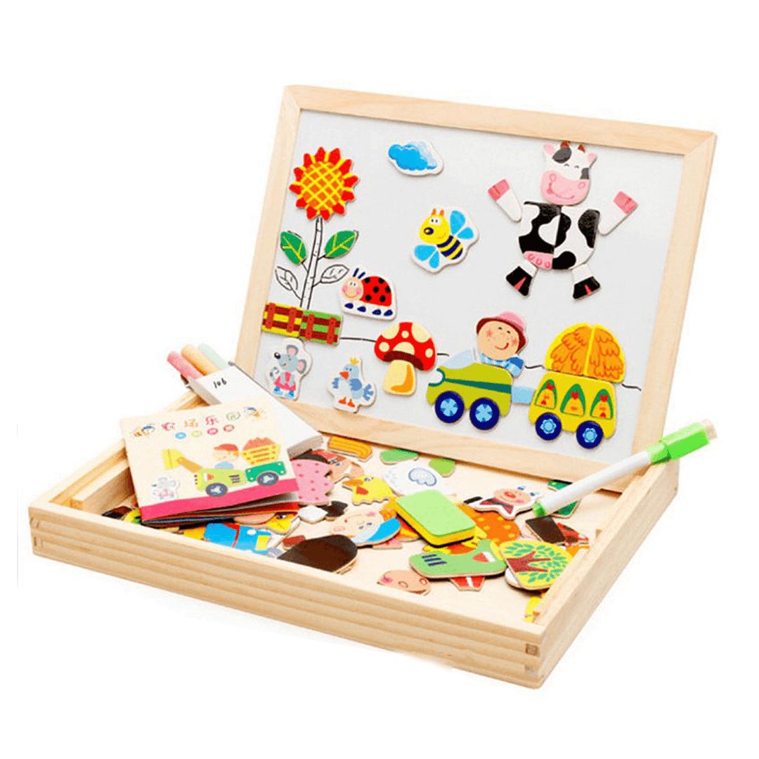 Happy Farm/Forest Paradise Early Educational Learning Wooden Magnetic Drawing Board DIY Toys - MRSLM