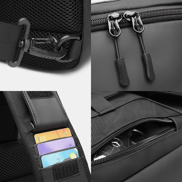 Men Oxford USB Charging Multi-Pocket 3 Card Slots Waterproof Outdoor Crossbody Bag Chest Bag Sling Bag - MRSLM