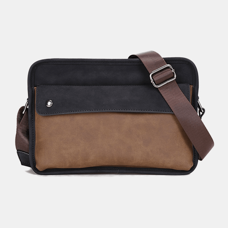 Men PU Leather Anti-Theft British Retro Crossbody Bags Shoulder Bag Messenger Bag - MRSLM