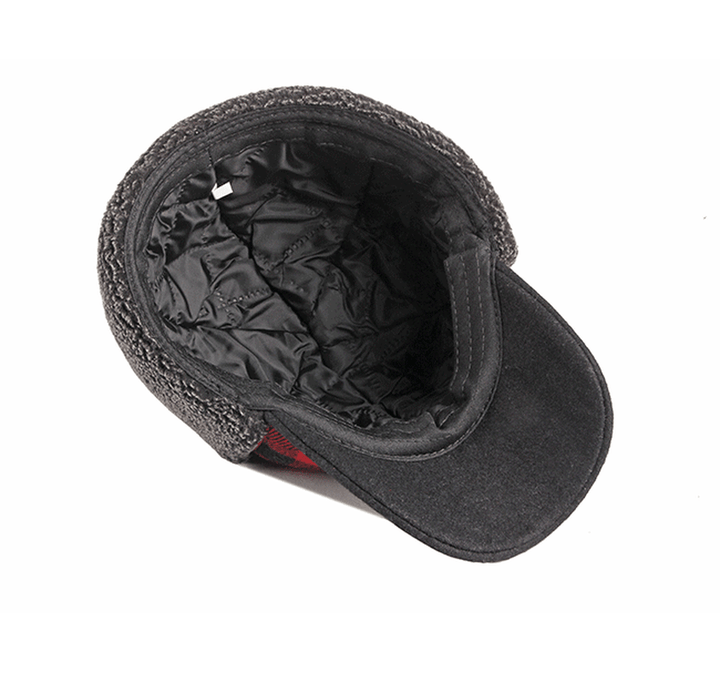 Trendy plus Velvet Thick Plaid Ear Protection Cotton Cap Men - MRSLM