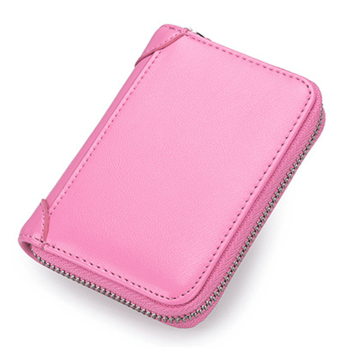 Large Capacity RFID Genuine Leather Men Women Casual Zipper Creddit Card Holder - MRSLM