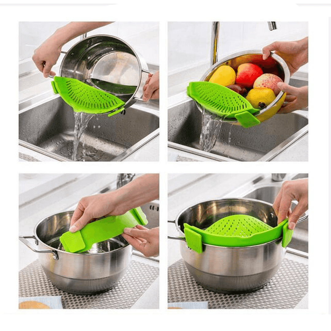 Ipree® Durable Silicone Pan Strainer Colanders Wash Fruit Vegetables Pasta Kitchen Tools Gadgets Wash Bag - MRSLM