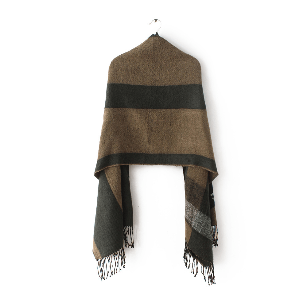 Thick Velvet Fringed Cat Pattern Scarf - MRSLM