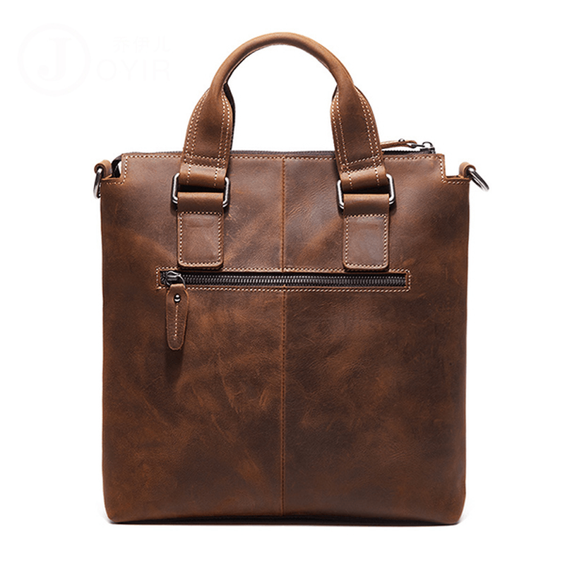 Men Genuine Leather Retro Handbag Crossbody Bag Casual Business Shoulder Bag Briefcase - MRSLM