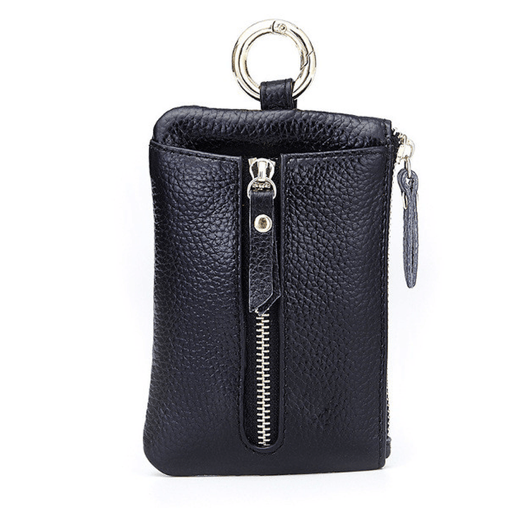 Genuine Leather Women Zipper Card Holder Girls Small Coin Bags Key Chain Bags - MRSLM