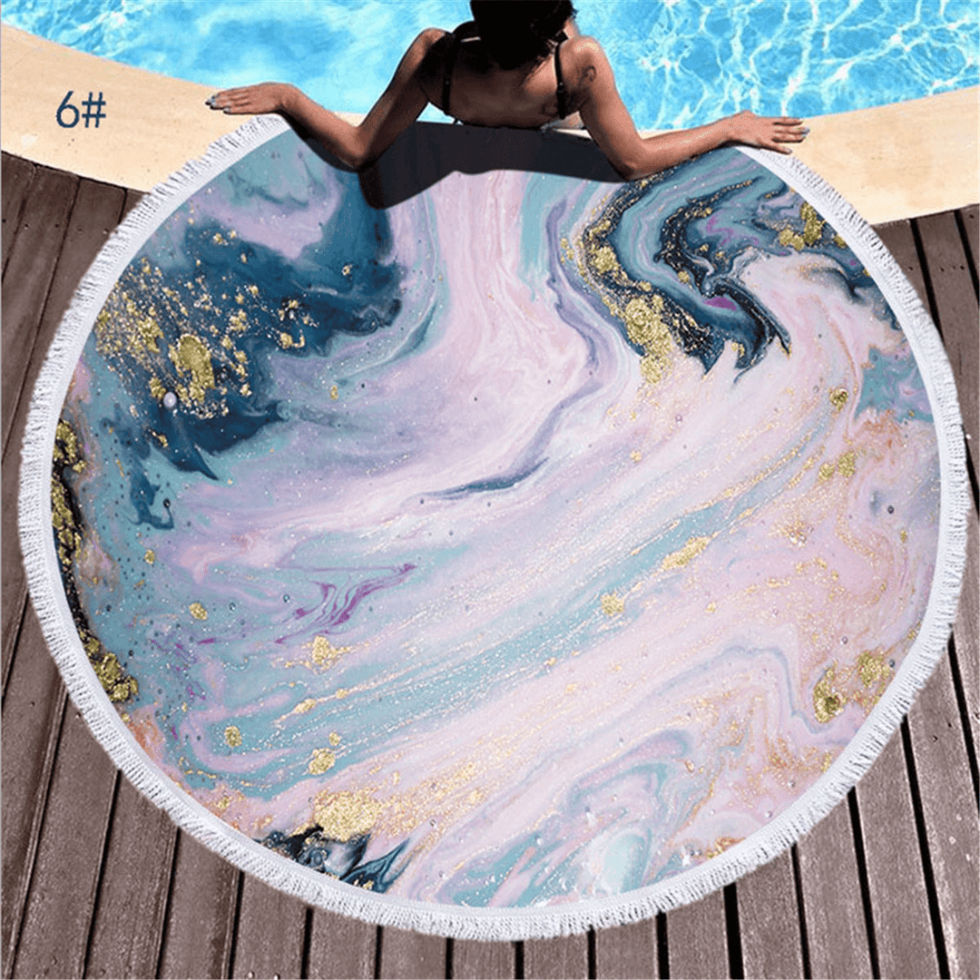 Multifunction round Beach Blanket Sunscreen Shawls Wall Hanging Beach Mat Camping Travel Picnic Mat - MRSLM