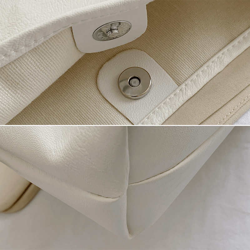 Women Simple Soild Faux Fur Lightweight Shoulder Bag Waterproof Fine Texture Fabric Tote Handbag - MRSLM