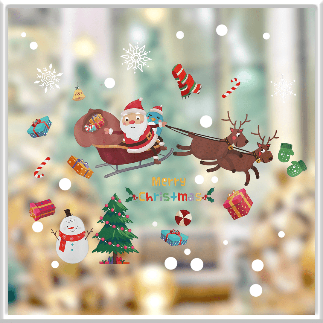 2020 Christmas Decoration Sticker Glass Windows Decals Merry Christmas Home Decoration Wall Stickers Kids Room New Year Wallpaper - MRSLM