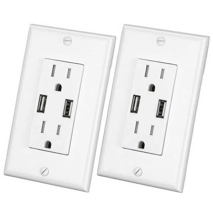 US Wall Socket 2 USB Outlets 2.4A/3.1A/4.2A Charger Socket Wall Socket Panel Switch - MRSLM