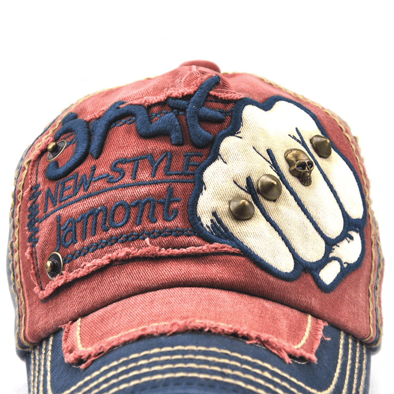 Men Women Fist Letter Embroidery Baseball Hat Fashion Rivet Peaked Cap - MRSLM