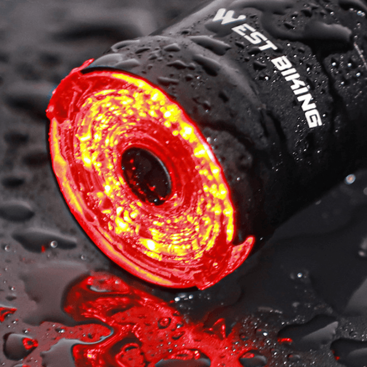 WEST BIKING 60Lm 350Mah Bike Tail Light Ultra Bright Manual/Induction USB Rechargeable LED Bicycle Rear Light Waterproof 6 Modes Flashlight Cycling Safety - MRSLM