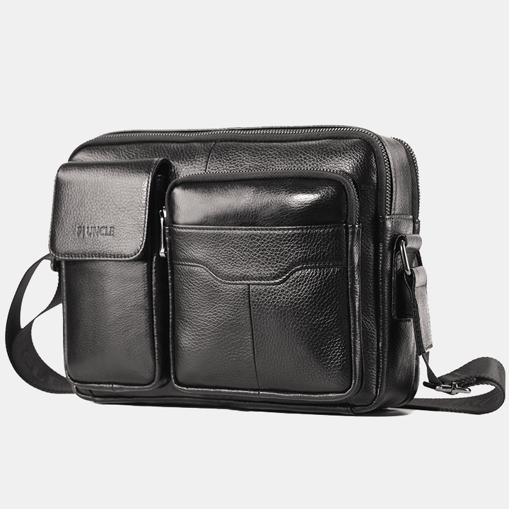 Men Genuine Leather Large Capacity Crossbody Bag Business Bag for Outdoor Business - MRSLM