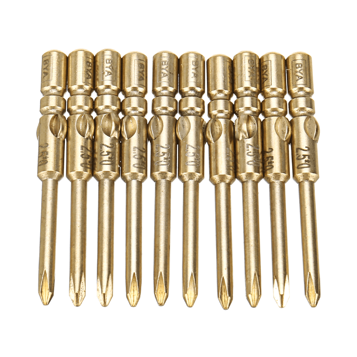 10Pcs 40Mm Magnetic Screwdriver Bits Hex Cross Head PH0 PH1 PH2 Bit for Electric Screwdriver - MRSLM