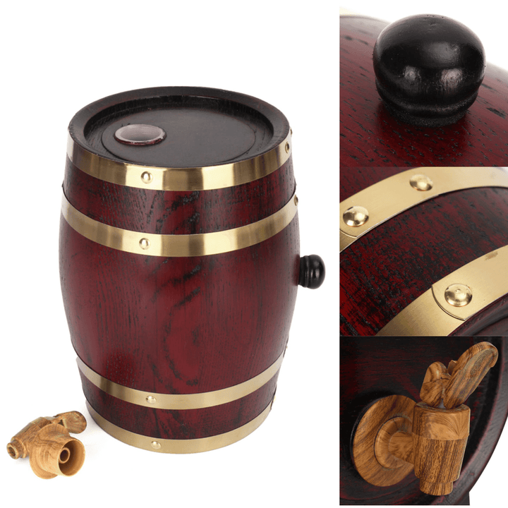 Weikeduo Vtc-808 Wooden Alcohol Barrel 1.5L/3L/5L Rum Brewing Container Phnom Penh Decoration-Red Oak - MRSLM