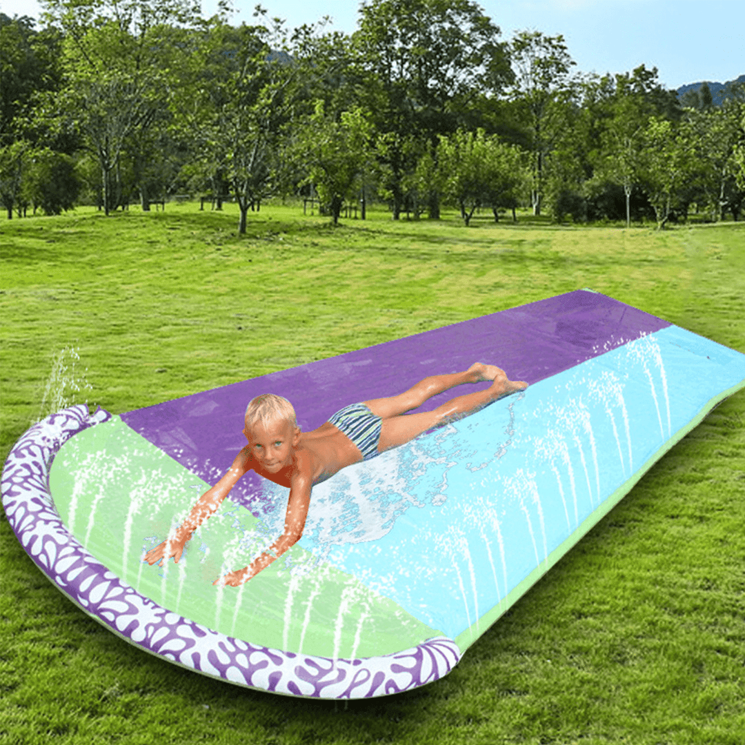 4.8X1.4M PVC Water Slide Water Splash Slide Toys Giant Inflatable Surf 'N Fun Lawn Slip and Slide Waterslides Pools Summer Outdoor Children'S Slide Double Surfboard for Big Kids - MRSLM