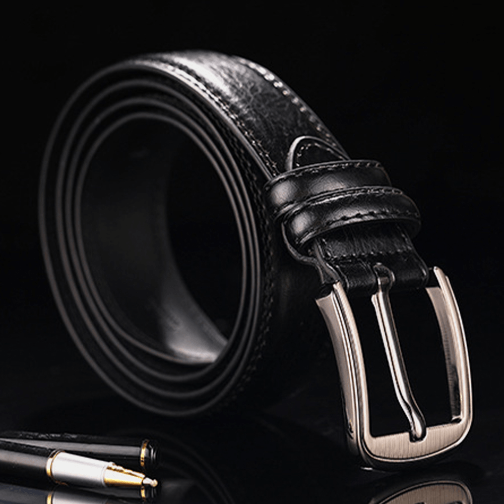 Men Genuine Leather Two-Layer Cowhide 110/115/120/125/130CM Retro Casual Rectangular Pin Buckle Breathable Jeans Suits Belt - MRSLM