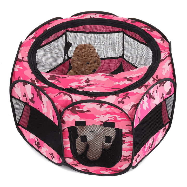 45" 600D Oxford Cloth Pet Kennel Fence Folding Puppy Playpen Cat Tent Pet House Cage Home Travel - MRSLM