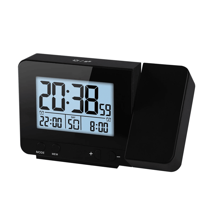 Projection Alarm Clock for Bedroom with Thermometer Hygrometer Digital Project Ceiling Clock Dimmable LED Display with USB Charger 180°Rotable with Dual Alarms 12/24H Snooze - MRSLM