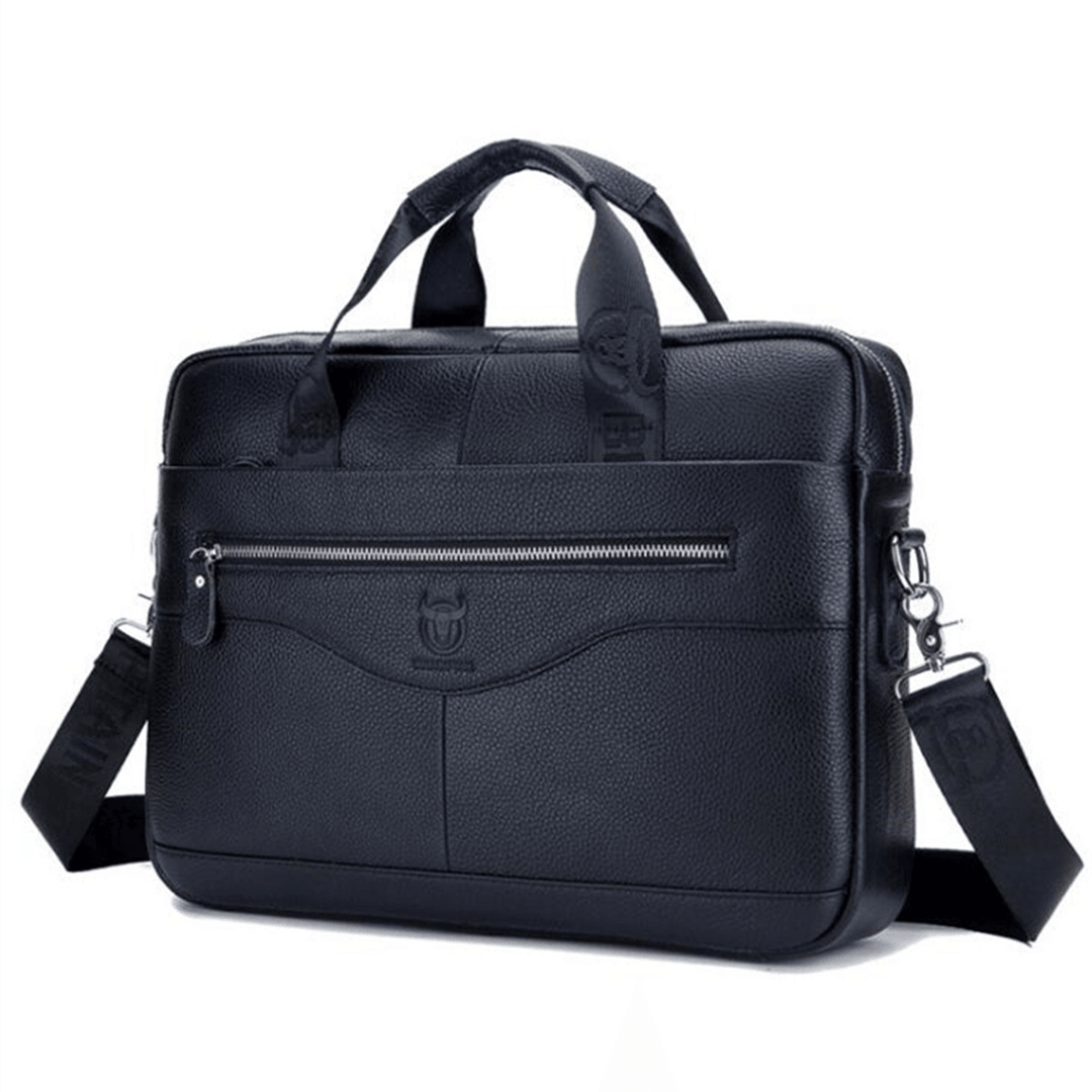 Men Genuine Leather Shoulder Bag Business Travel Crossbody Messenger Handbag Briefcase - MRSLM