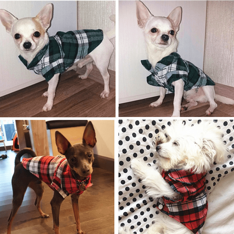 Pet Dog Clothes Soft Puppy Spring Summer Plaid Shirt Outfits Pet Clothing Pet T-Shirt - MRSLM