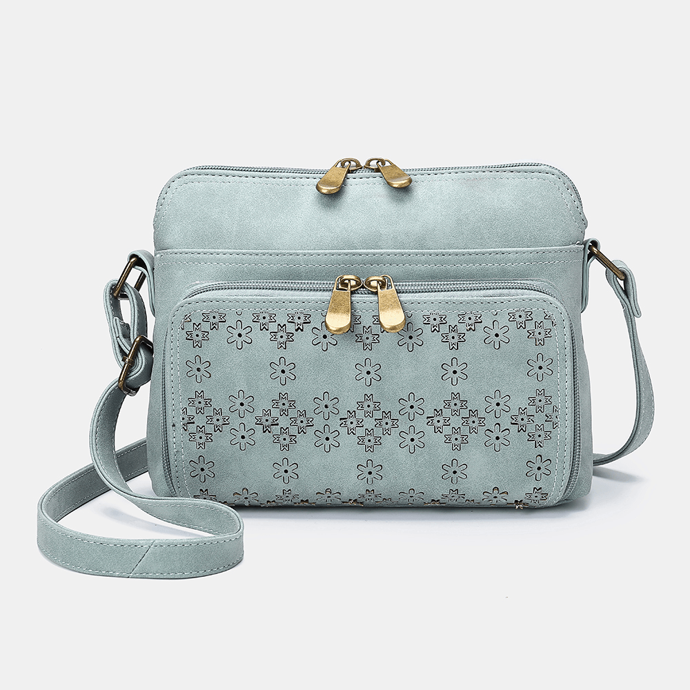 Hollow Out Lightweight Solid Flower Design Crossbody Bag - MRSLM