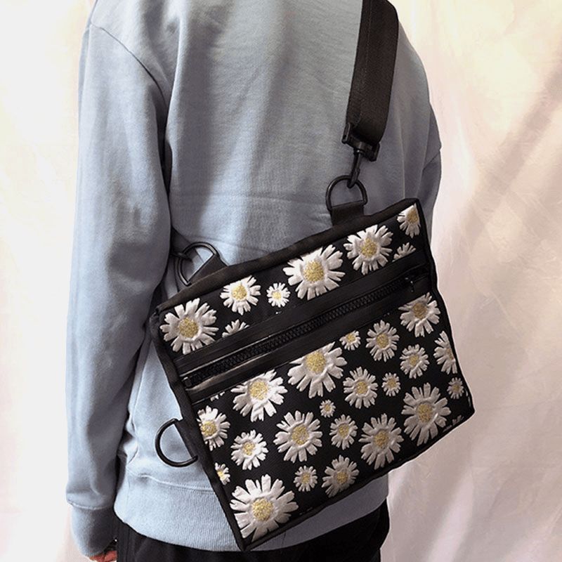 Women Daisy Casual Flower Nylon Crossbody Bag Shoulder Bag - MRSLM