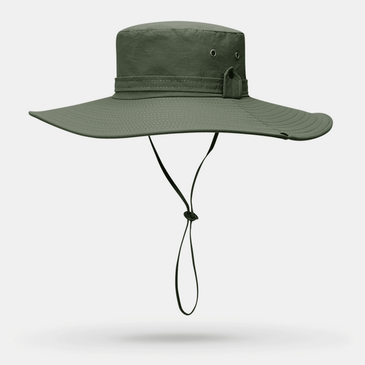 Men Wide Brim 12CM Outdoor Fishing Climbing UV Protection Sunshade Wear-Resistant Breathable Bucket Hat - MRSLM