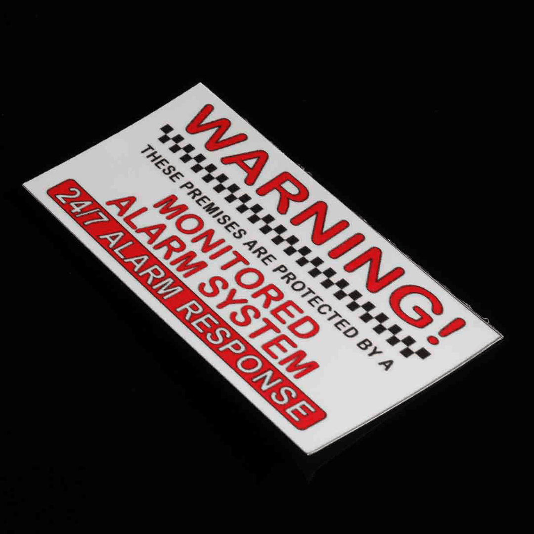 5Pcs Alarm System Monitored Warning Security External Sign Stickers PVC Waterproof - MRSLM