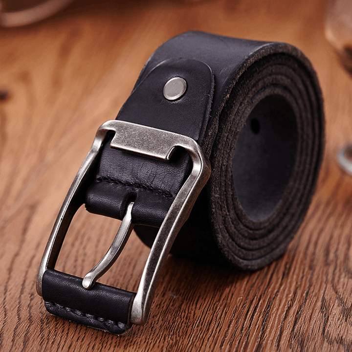 Genuine Leather Men'S Belt Casual Waistband Waist Strap Smooth Pin - MRSLM