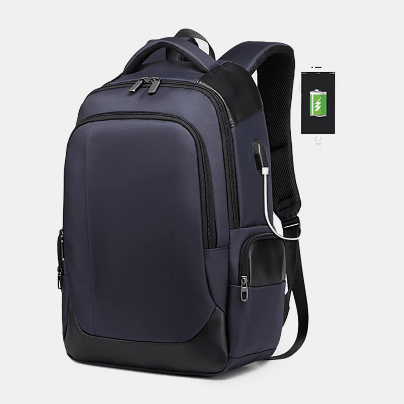 Men Large Capacity Nylon Fashion Waterproof USB Backpack - MRSLM