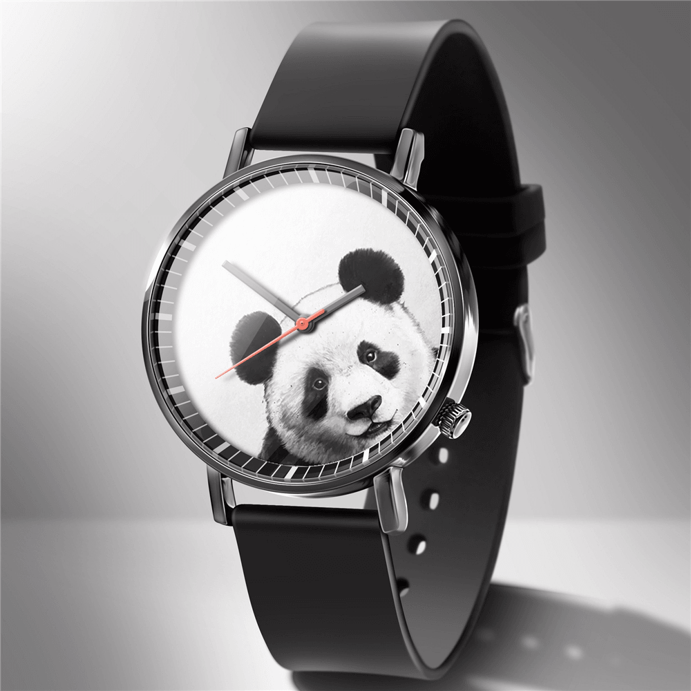 Fashion Quartz Watch Animal Print Men Business Watch Cute Black-White Dogs Cats Pattern Women Quartz Watch - MRSLM