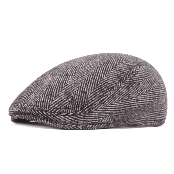 Herringbone Beret, Simple Cap for Men and Women, Autumn and Winter Hat, Old Man Hat - MRSLM