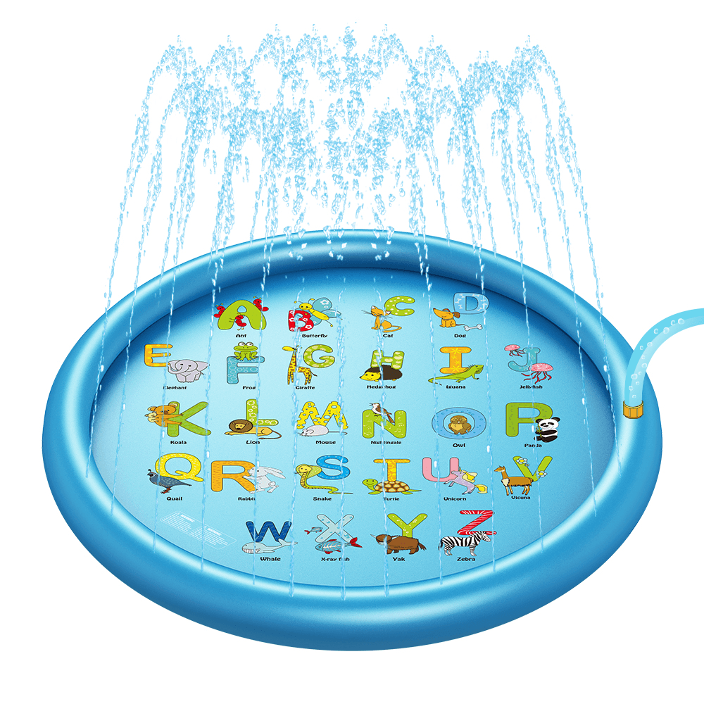 170Cm Sprinkle Play Mat Sprinkler Pad for Kids Sprinkler Pool for Children Outdoor Water Toys Learning Educational Wading Pool for Toddlers Boys Girls - MRSLM