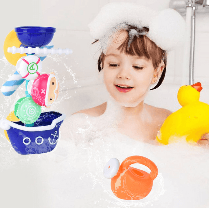 Children'S Bathroom Bath Toy Pirate Ship Windmill Turn Happy - MRSLM