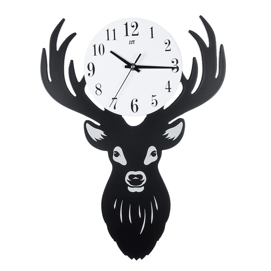 Deer Head Wall Clock Density Fibreboard Home Living Room Nordic Minimalist - MRSLM