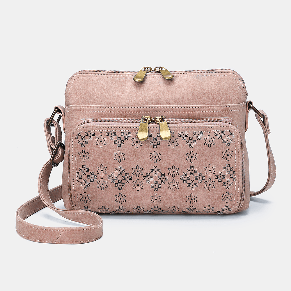 Hollow Out Lightweight Solid Flower Design Crossbody Bag - MRSLM