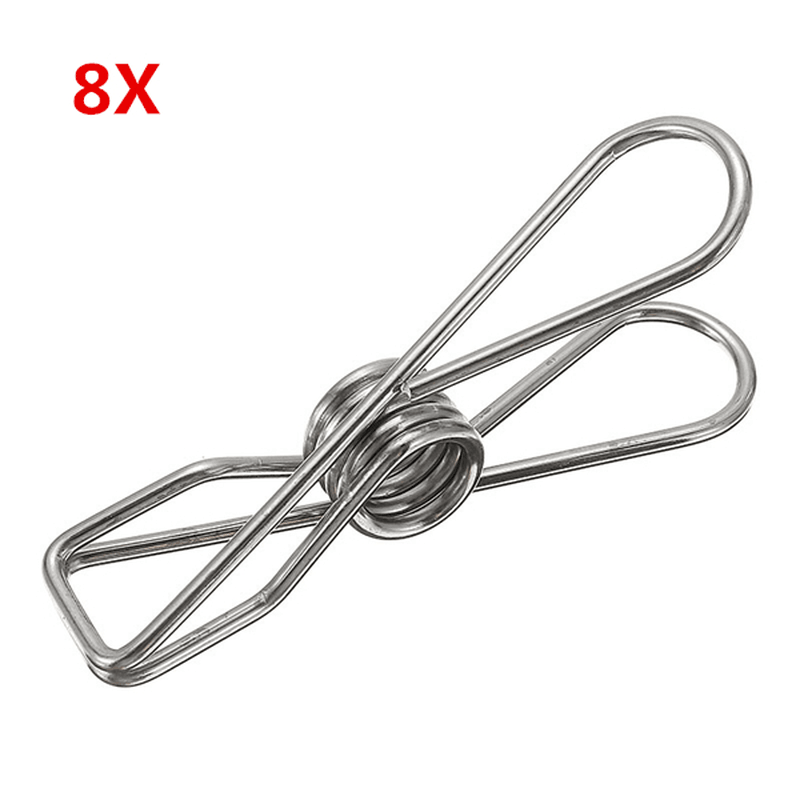 8Pcs Big Size Clothes Metal Wire Clips 8.5Cm Hanger Pegs for Socks Underwear Towel Sheet - MRSLM