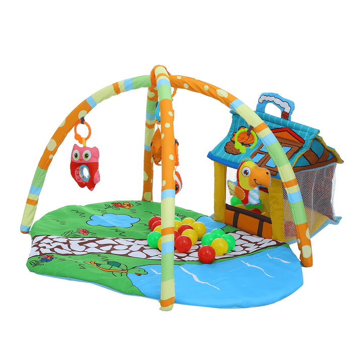 Kids Portable&Foldable Play Mat Children Gym Playmat Fitness Music Fun Piano Game Pad Playhouse with Balls - MRSLM