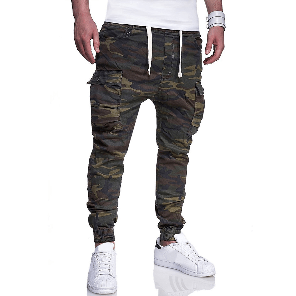 Men'S Fashion Camouflage Printed Tether Belt Casual Pants - MRSLM