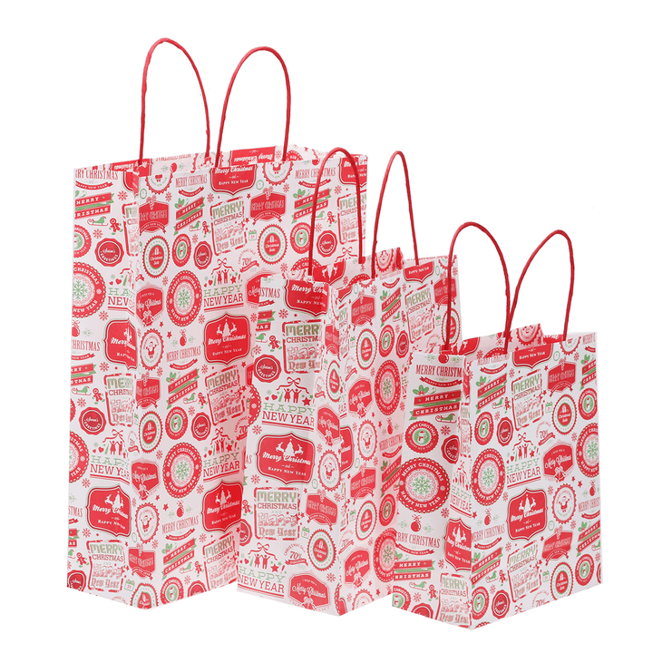 12Pcs/Lot Christmas Kraft Paper Bag Santa Gift Bag Candy Bag Christmas Party Sup - MRSLM