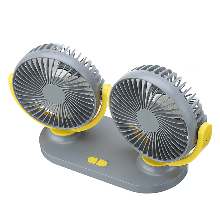 24V Mini Dual-Head Fan Car Van Home Silent Cooler Cooling Fan USB Rechargeable Outdoor Camping Travel - MRSLM