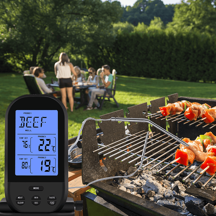 LCD Digital Kitchen BBQ Thermometer Dual Probe Detection Cooking Barbecue Grill Meat Detector - MRSLM