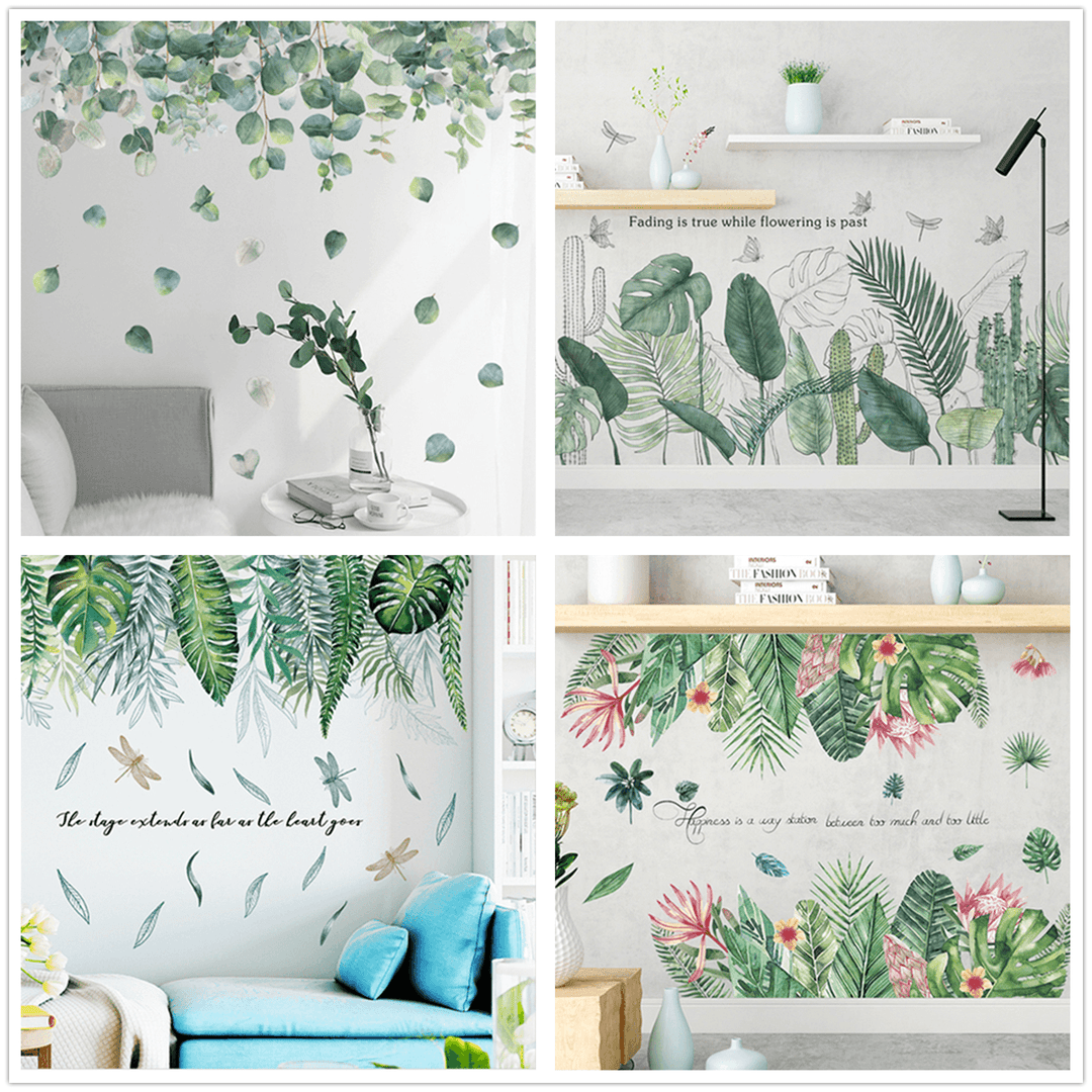 DIY Tropical Leaves Plant Flower Wall Sticker Art Home Decor Office Decal Mural - MRSLM