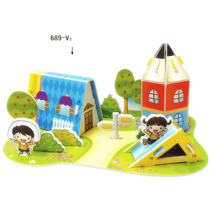 Children'S 3D Three Dimensional Puzzle Paper Educational Toys Diy Building Hut - MRSLM