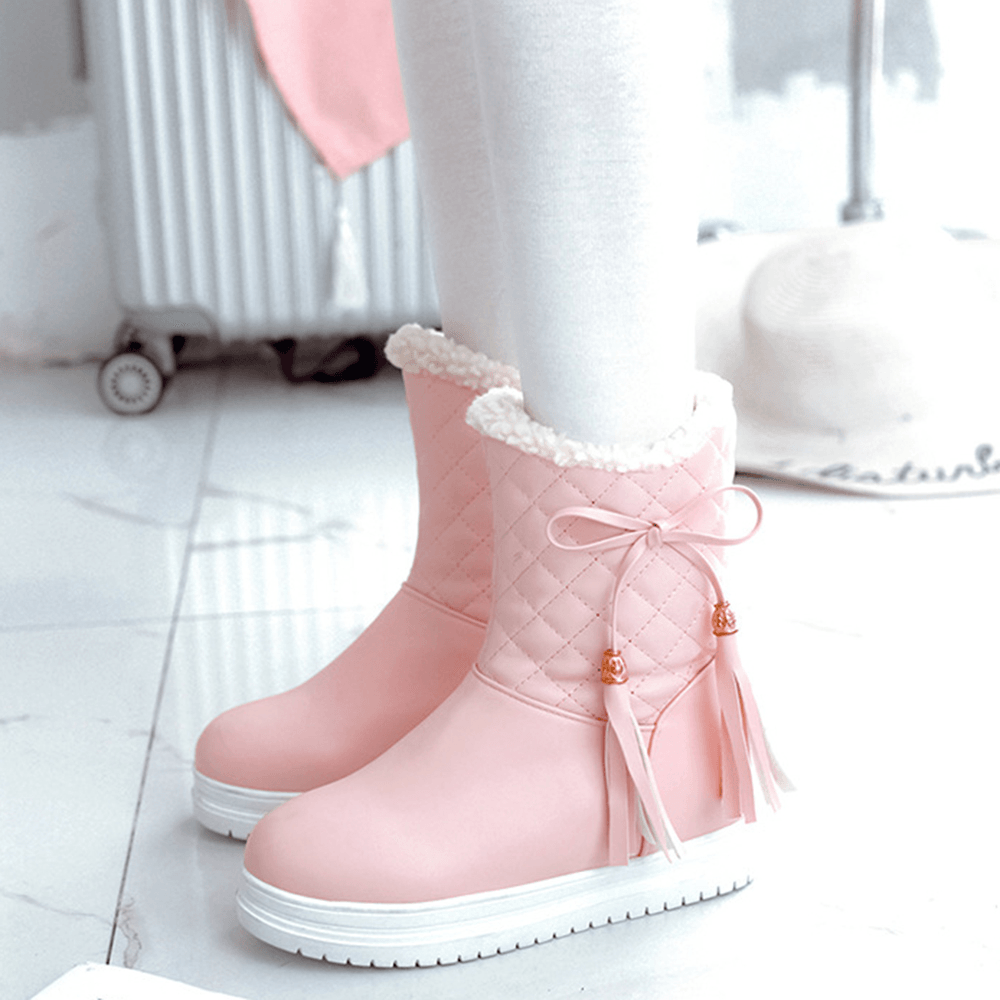 Warm Flat Platform Slip on Causal Soft Ankle Snow Boots - MRSLM