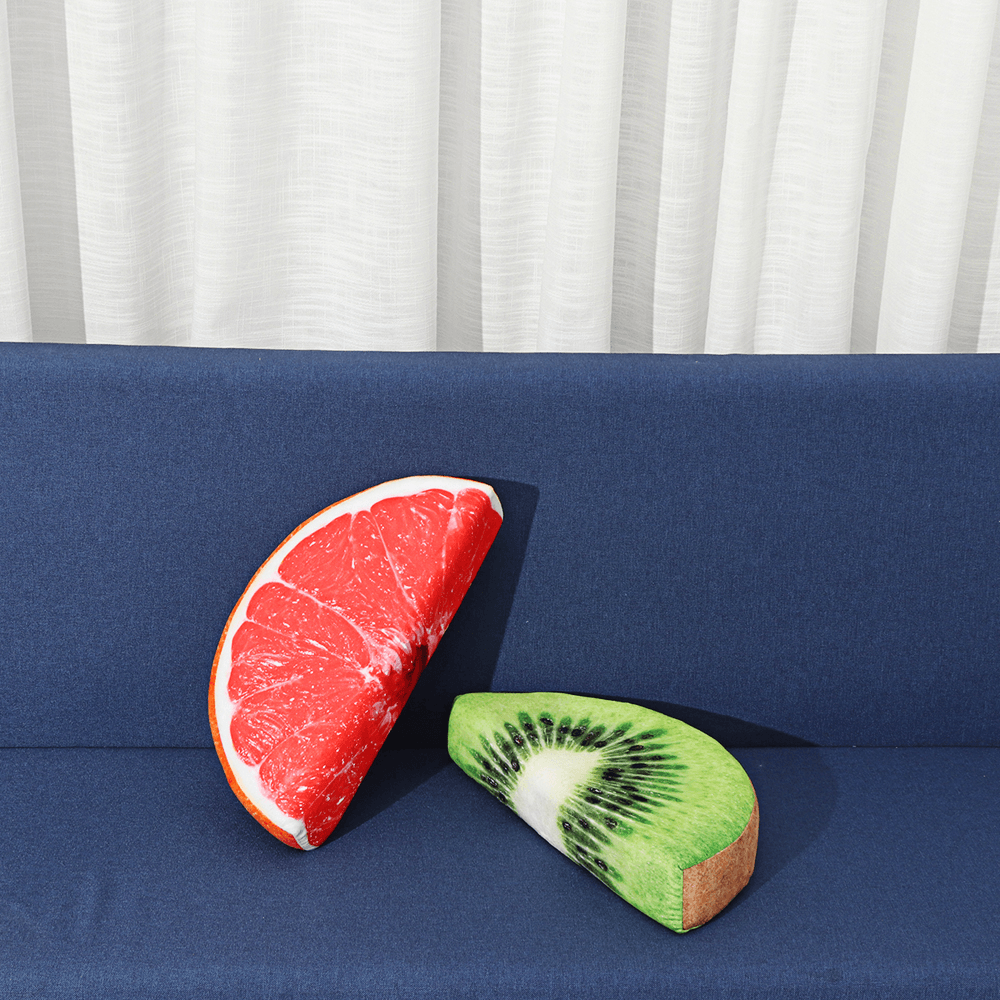 Semi-Circular Watermelon Grapefruit Orange Kiwifruit Simulation Fruit Plush Doll Summer Relief Nap Pillow Toys - MRSLM