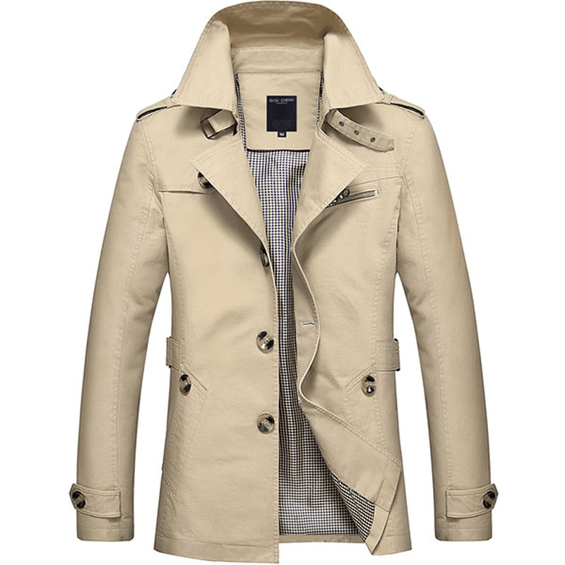 Mens Casual Single-Breasted Trench Coat - MRSLM