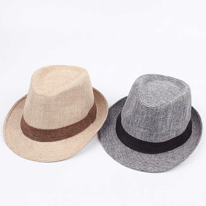 Men Unisex Linen Breathable Panama Fedora Jazz Dad Hats - MRSLM